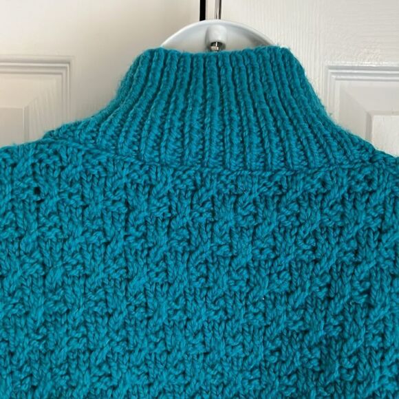 Women’s Handmade Teal Blue Wool Blend Sweater Size M/L (see measurements) - Picture 7 of 9
